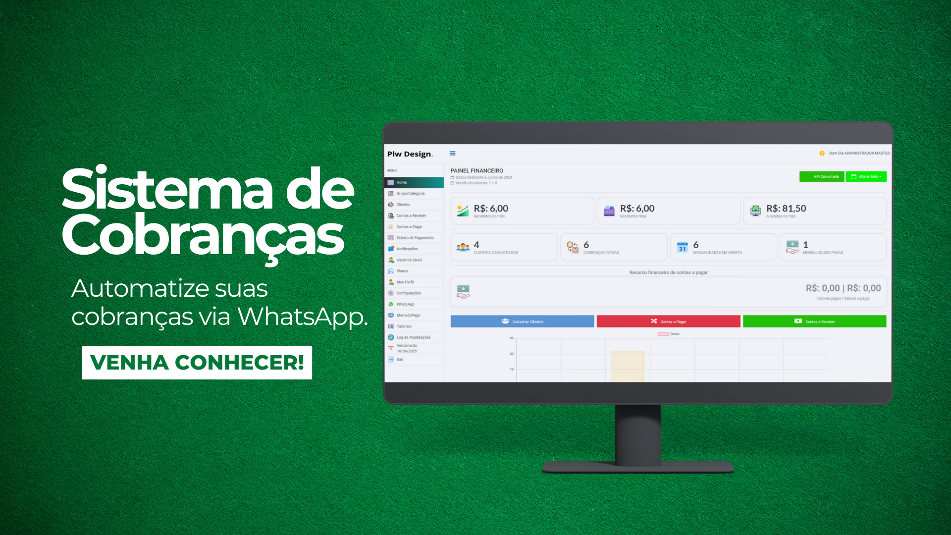 Sistema de Cobranças Via WhatsApp Gestor PRO+